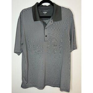 Greg Norman Men's Play Dry Grey Striped Golf Shirt Size Large collared polo